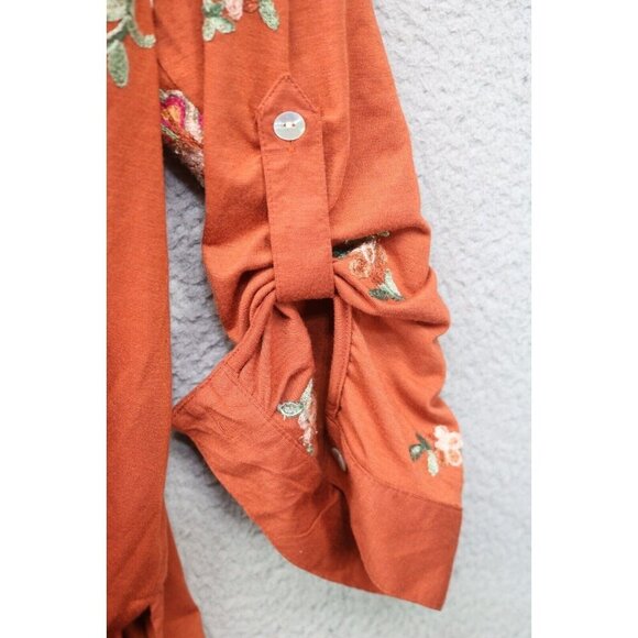 Fig & Flower Long Roll Tabbed Sleeves Tunic Top-Size 3X-Embroidered - Picture 5 of 9